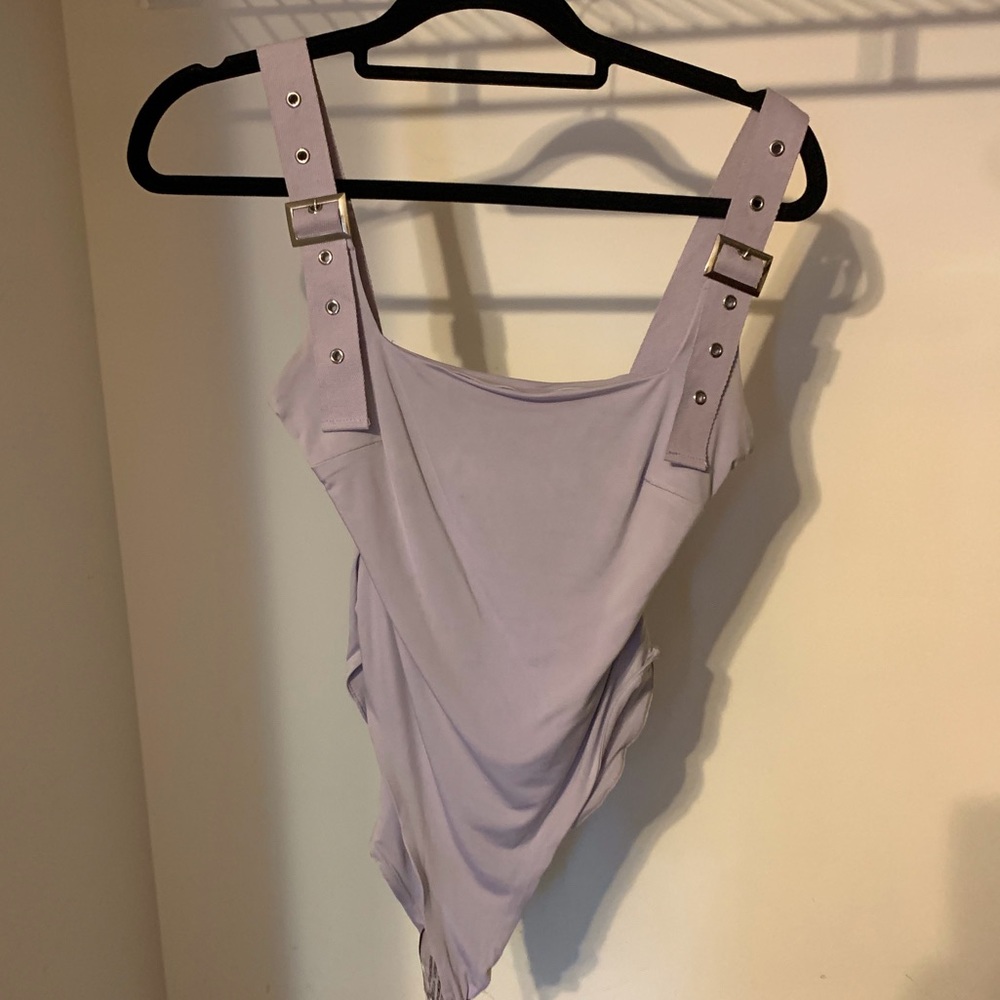 Tiger Mist Lavender Buckle strap tank Bodysuit. Size XS